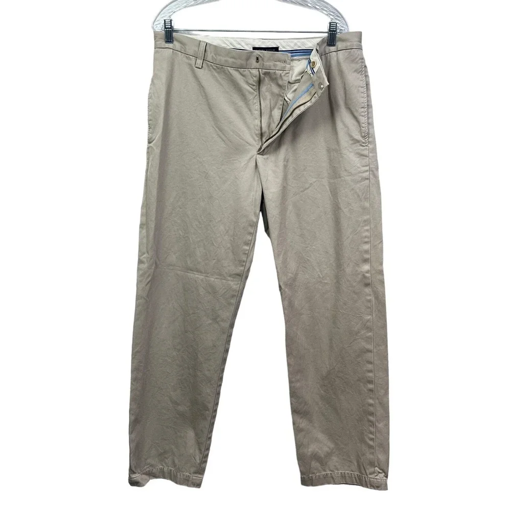 Banana Republic Chino Pants Gavin Straight Stretch Flat Front Khaki Men Sz W36*